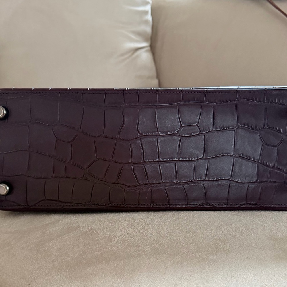 Coach Satchel in Brown and Burgundy with Snakeskin Accents - Picture 10 of 12